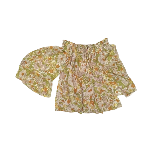 Blouse Ls By Kori America In Green & Yellow, Size:S