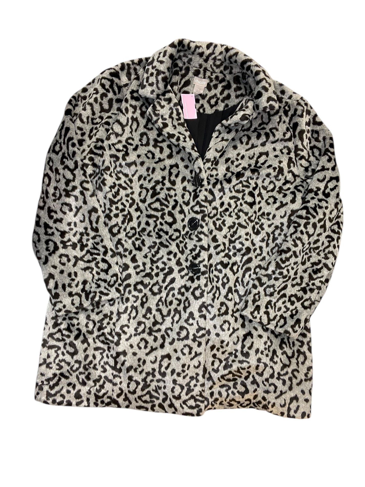 Coat Faux Fur & Sherpa By Chicos In Leopard Print, Size:Xl