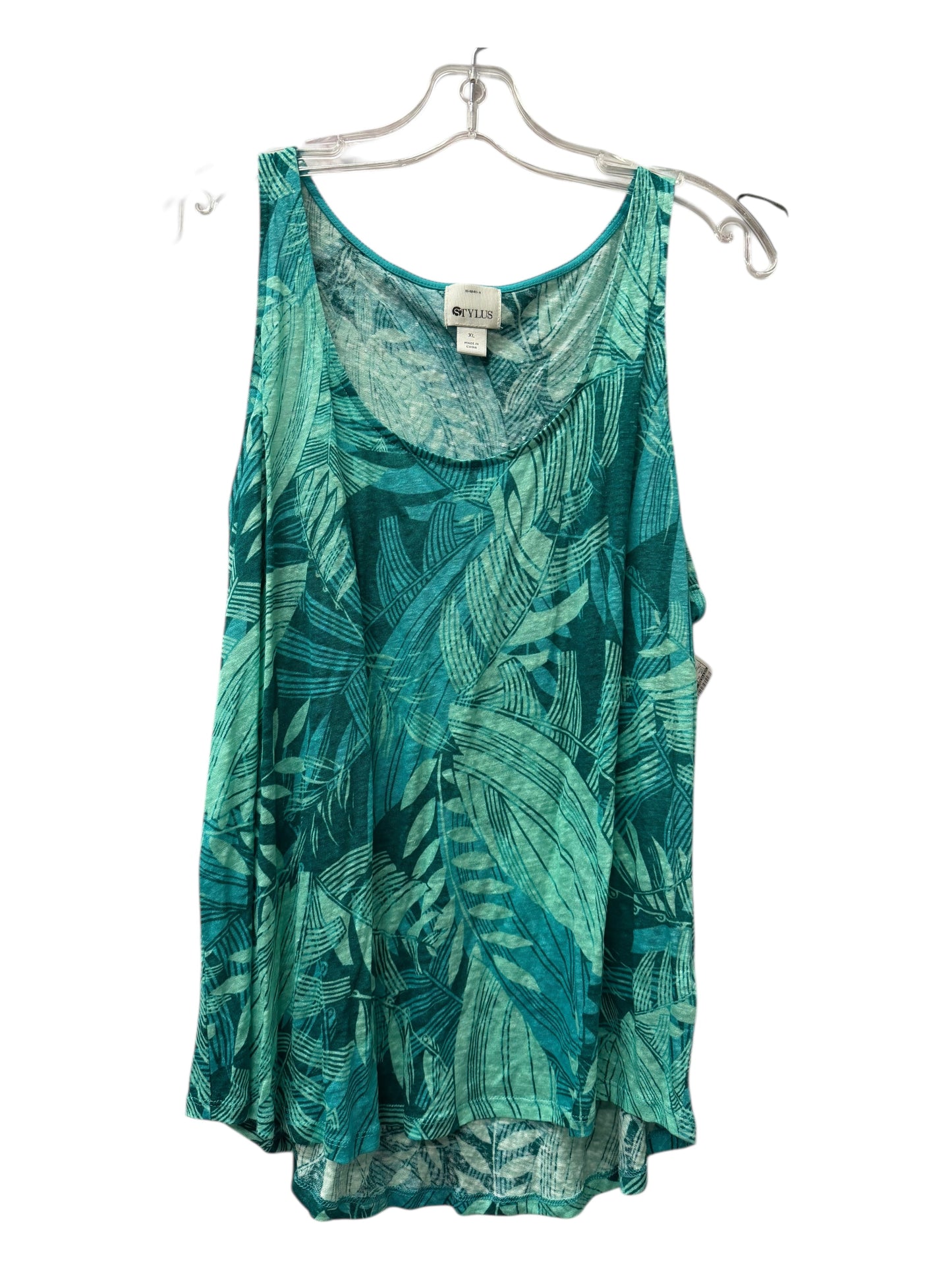Top Sleeveless By Stylus In Teal, Size:Xl