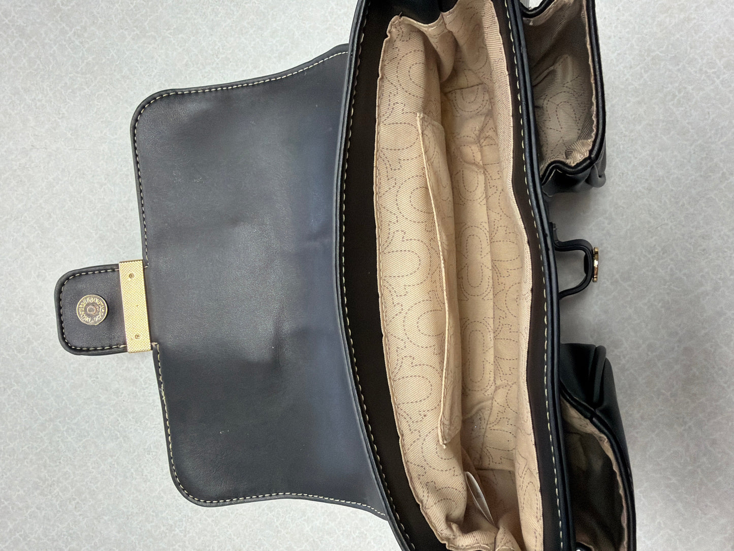 Handbag By True Religion In Black & Gold, Size:Medium