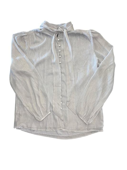 Blouse Ls By Ann Taylor In Grey, Size:S