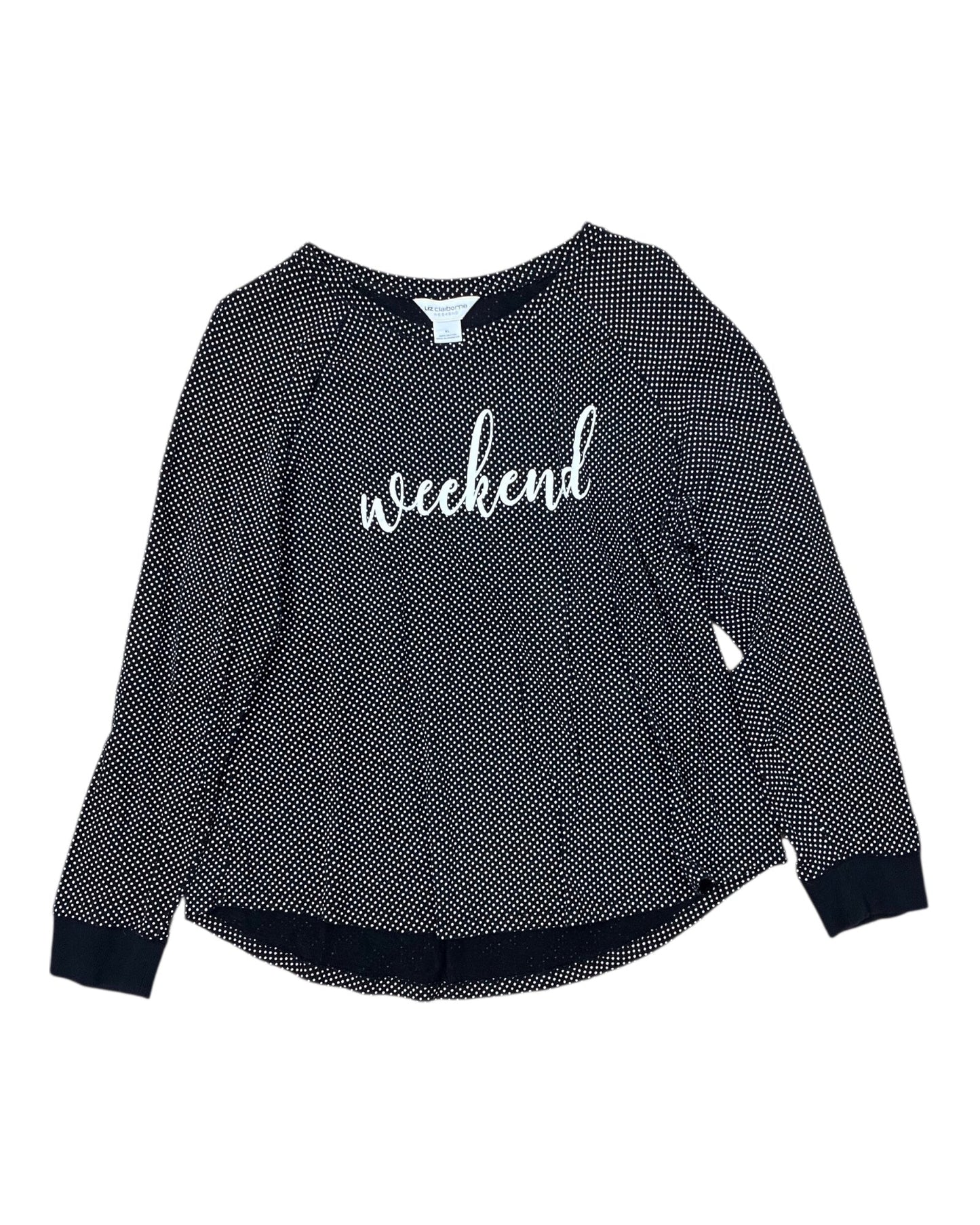 Top Ls By Liz Claiborne In Black & White, Size:Xl