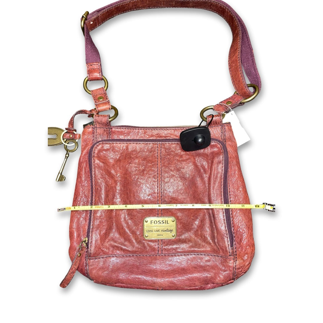 Handbag By Fossil In Maroon, Size:Medium