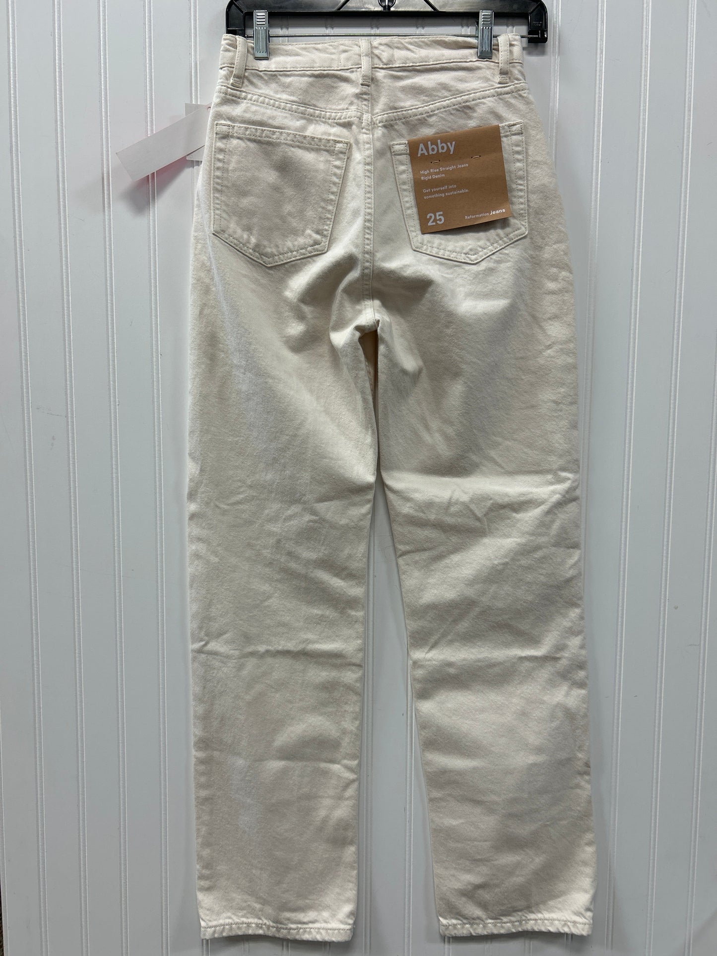 Jeans Straight By Reformation In Cream Denim, Size:2