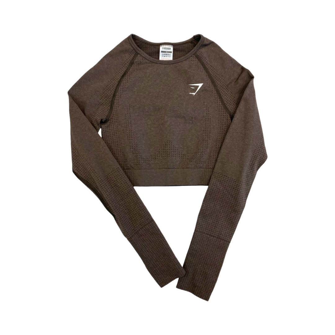 Athletic Top Ls Crewneck By Gym Shark In Brown, Size:S