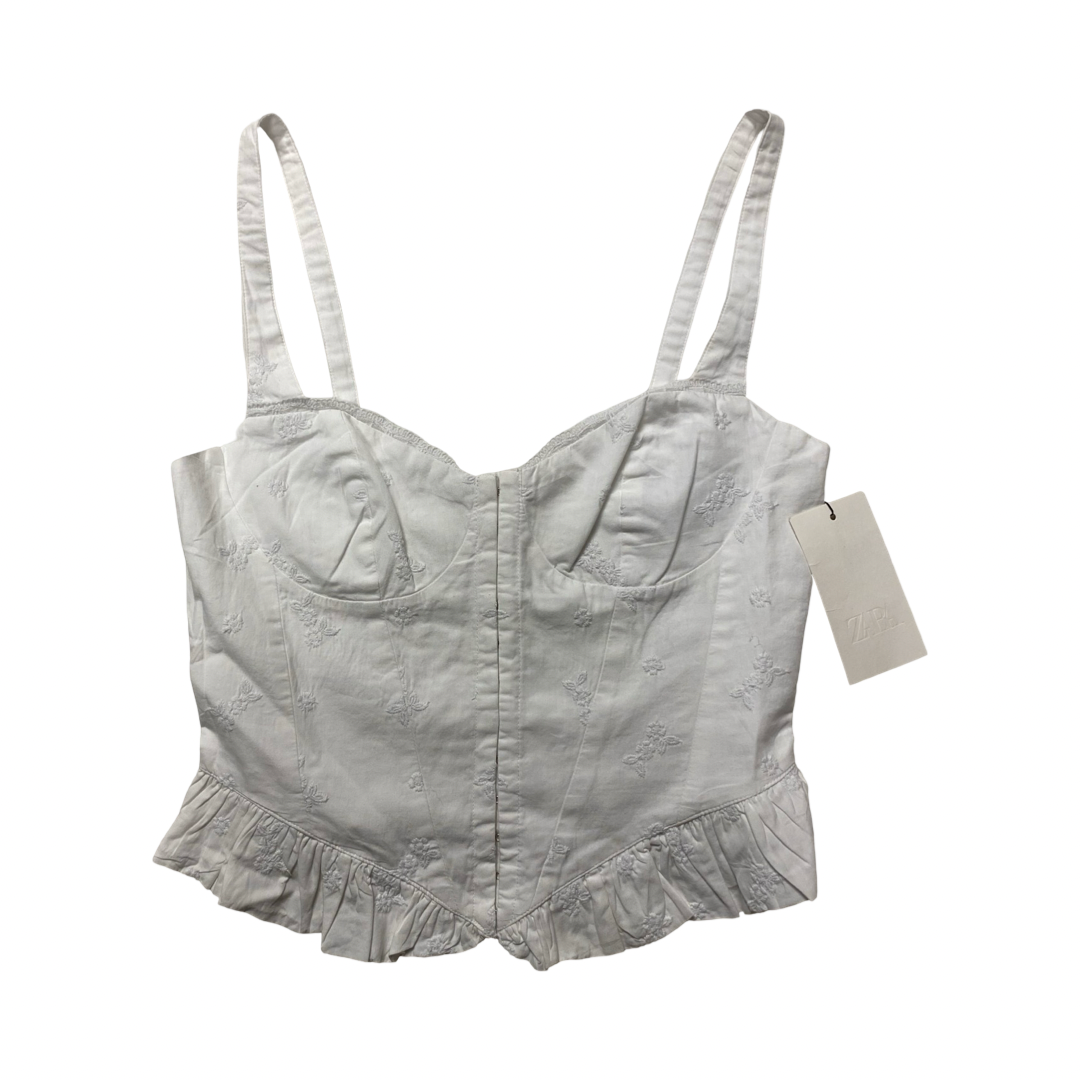 Top Sleeveless By Zara In White, Size:M