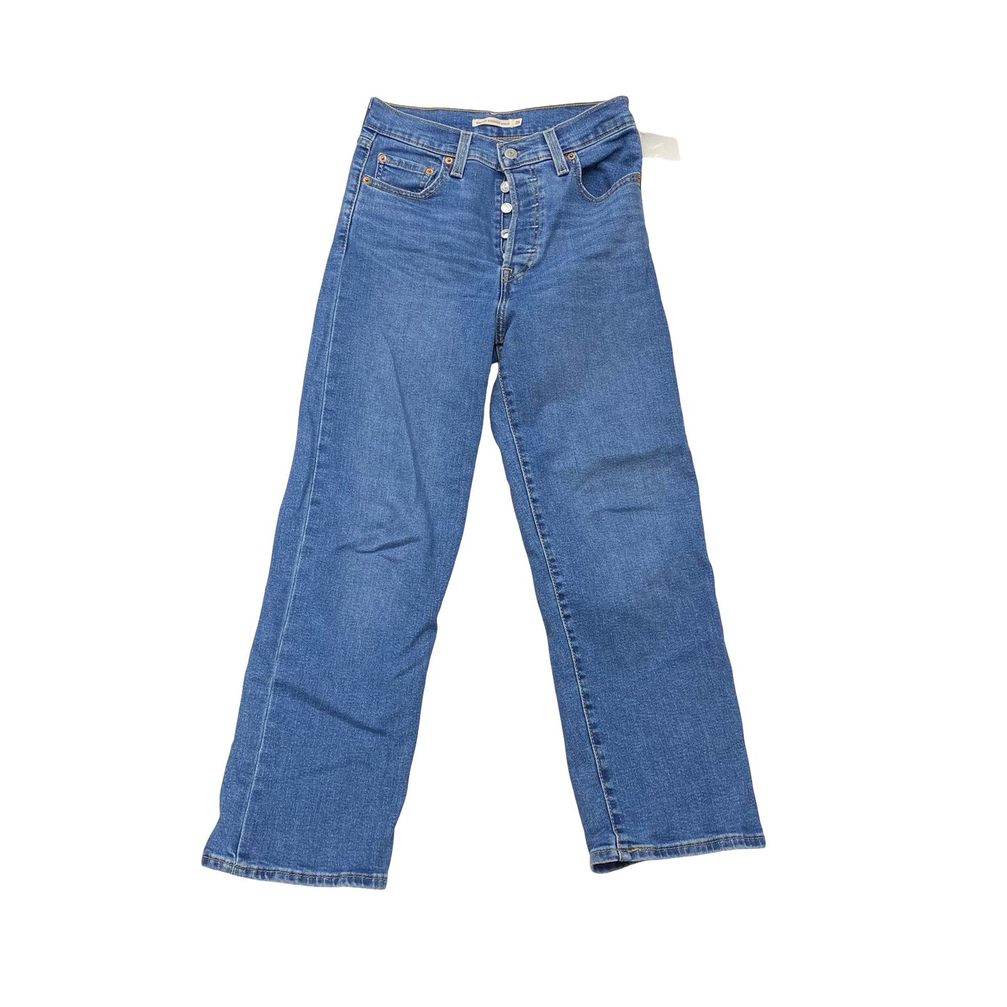 Jeans Straight By Levis In Blue Denim, Size:2