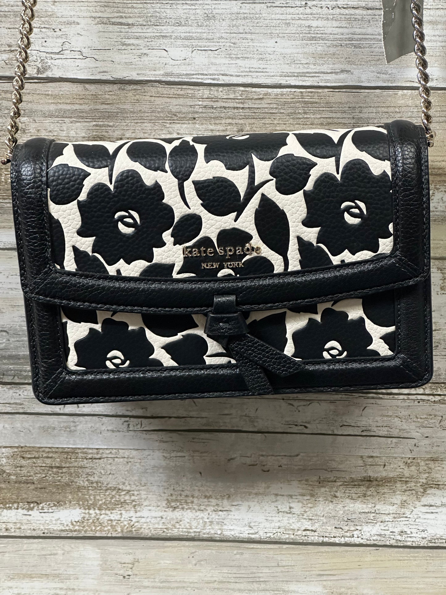 Crossbody Designer By Kate Spade In Black & White, Size:Small