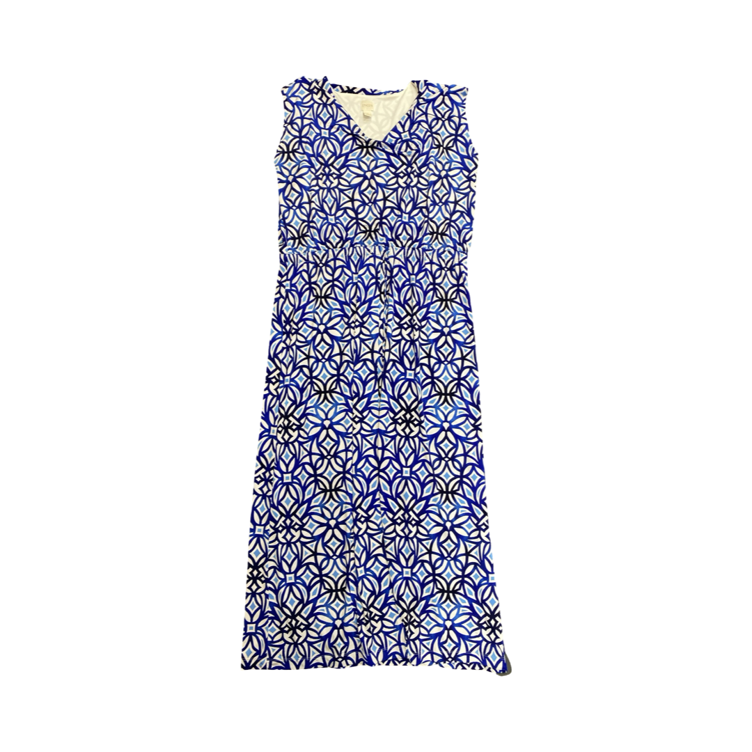 Dress Casual Maxi By Chicos In Blue & White, Size:Xl