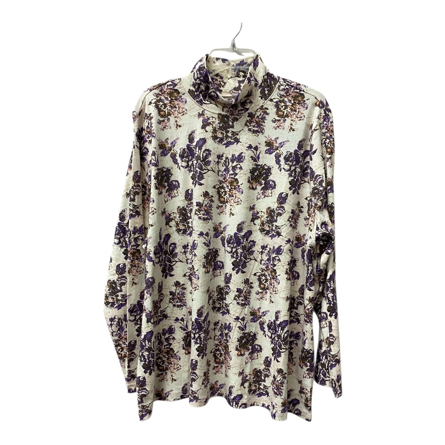 Top Ls By Laura Scott In Purple & Tan, Size:3X