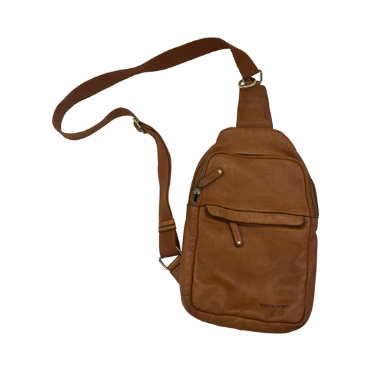 Backpack Leather By Clothes Mentor In Tan, Size:Small
