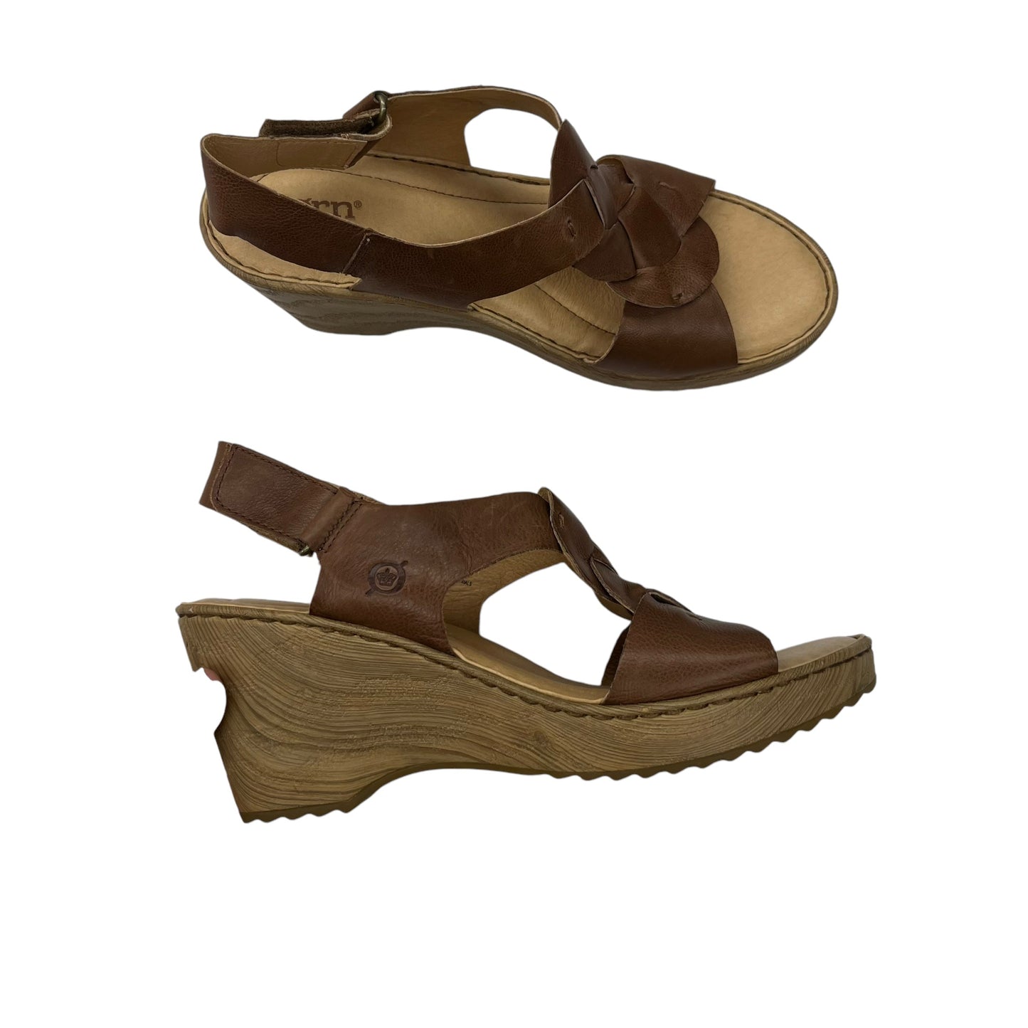 SANDALS HEELS WEDGE By BORN In BROWN, Size:9