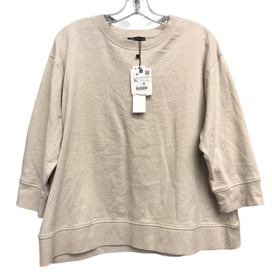 Top 3/4 Sleeve By Zara In Beige, Size:Xl