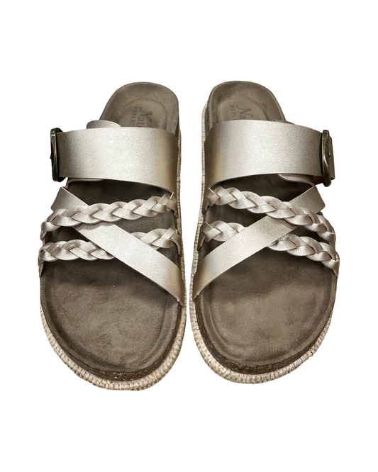 Sandals Flip Flops By Natural Reflections In Brown & Gold, Size:8