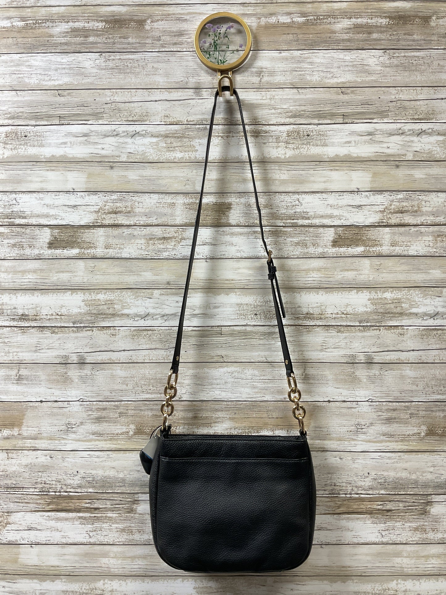 Handbag Designer By Michael By Michael Kors In Black & Gold, Size:Medium