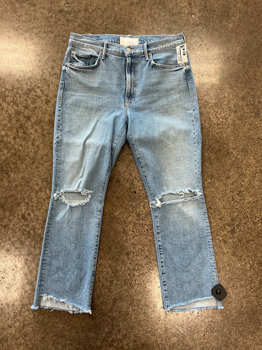 Jeans Straight By Mother Jeans In Blue Denim, Size:12