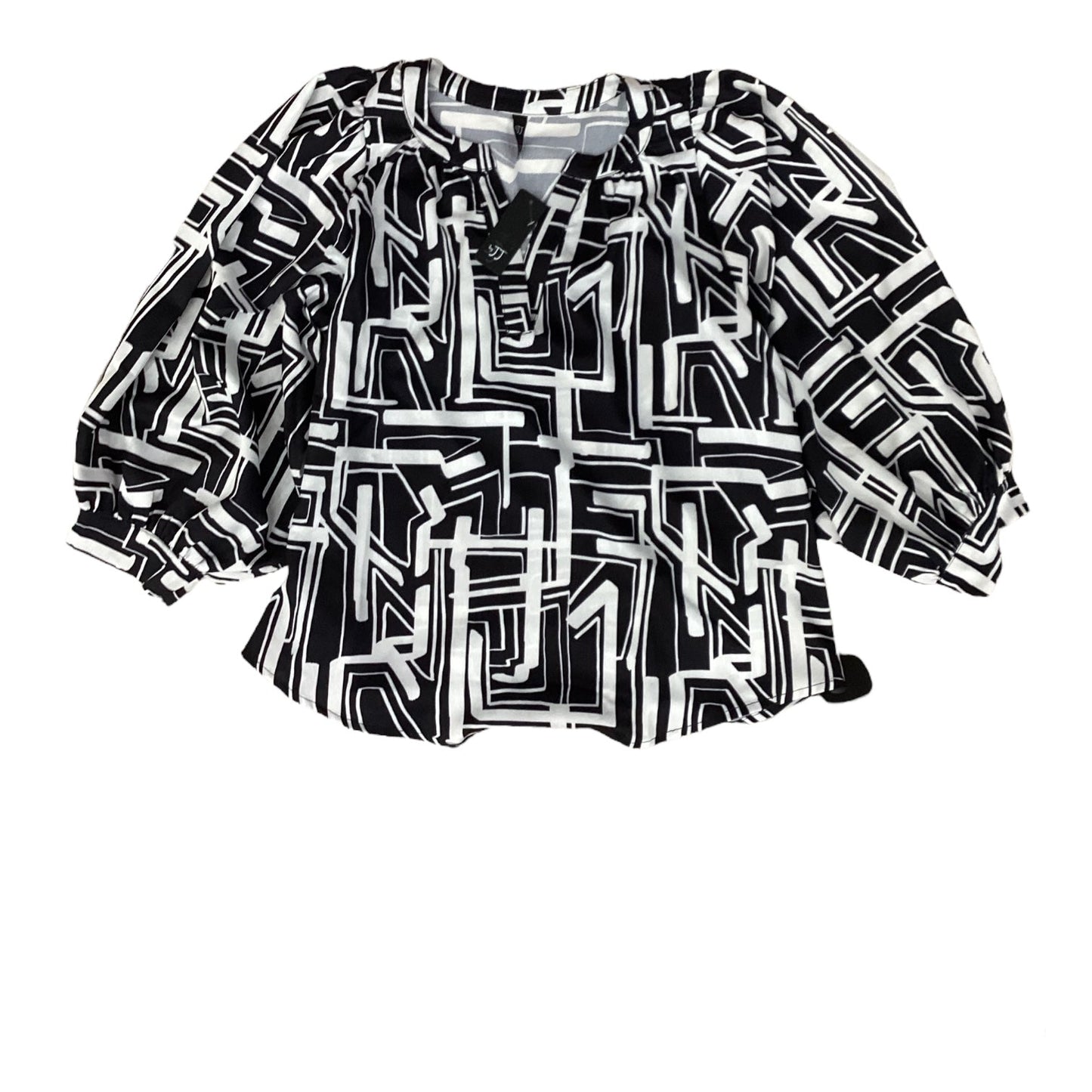Top 3/4 Sleeve By Clothes Mentor In Black & White, Size:S