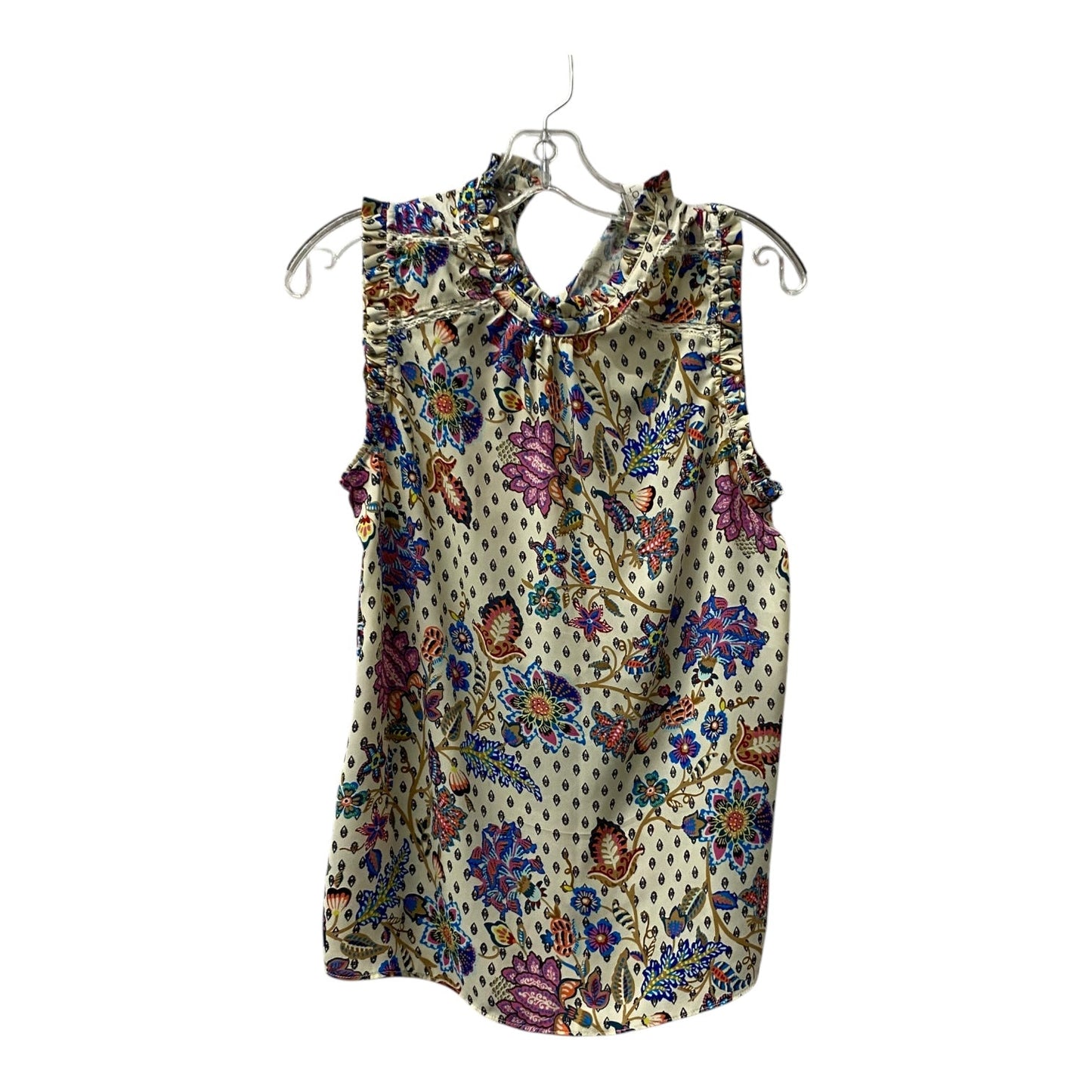 Top Ss By Loft In Cream & Purple, Size:S