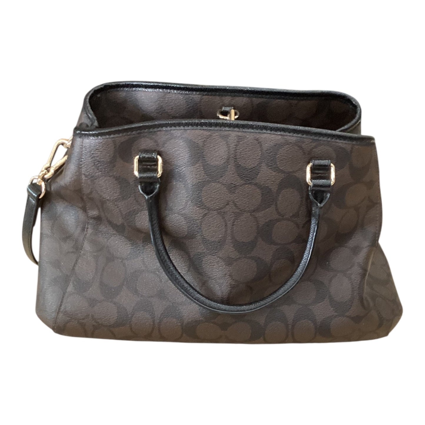 Handbag Designer By Coach In Black & Brown, Size:Medium
