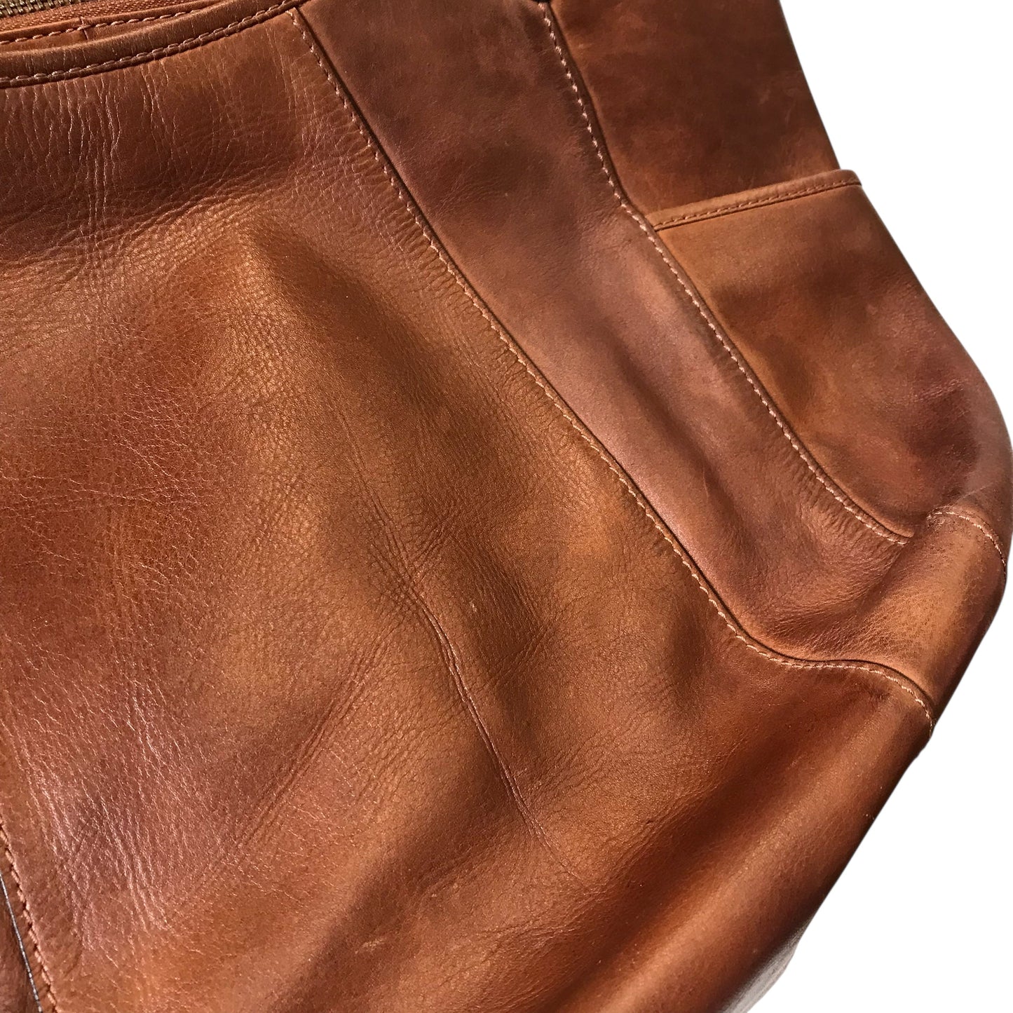 Tote Leather In Brown, Size:Large