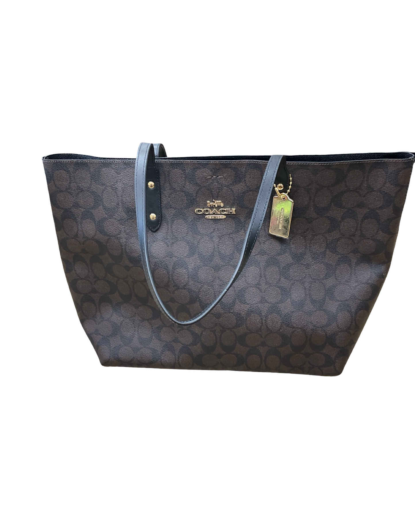 Tote Designer By Coach In Black & Brown, Size:Large