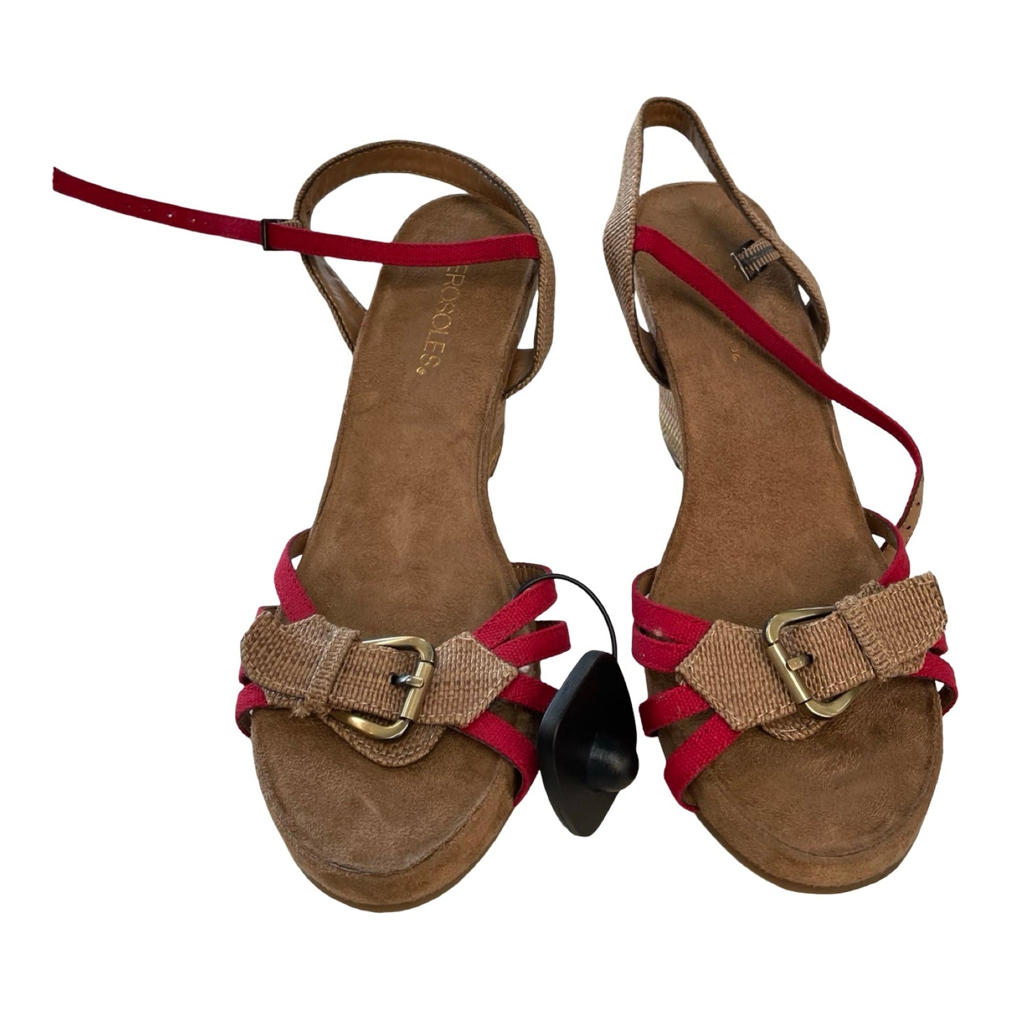Sandals Heels Wedge By Aerosoles In Pink & Tan, Size:9