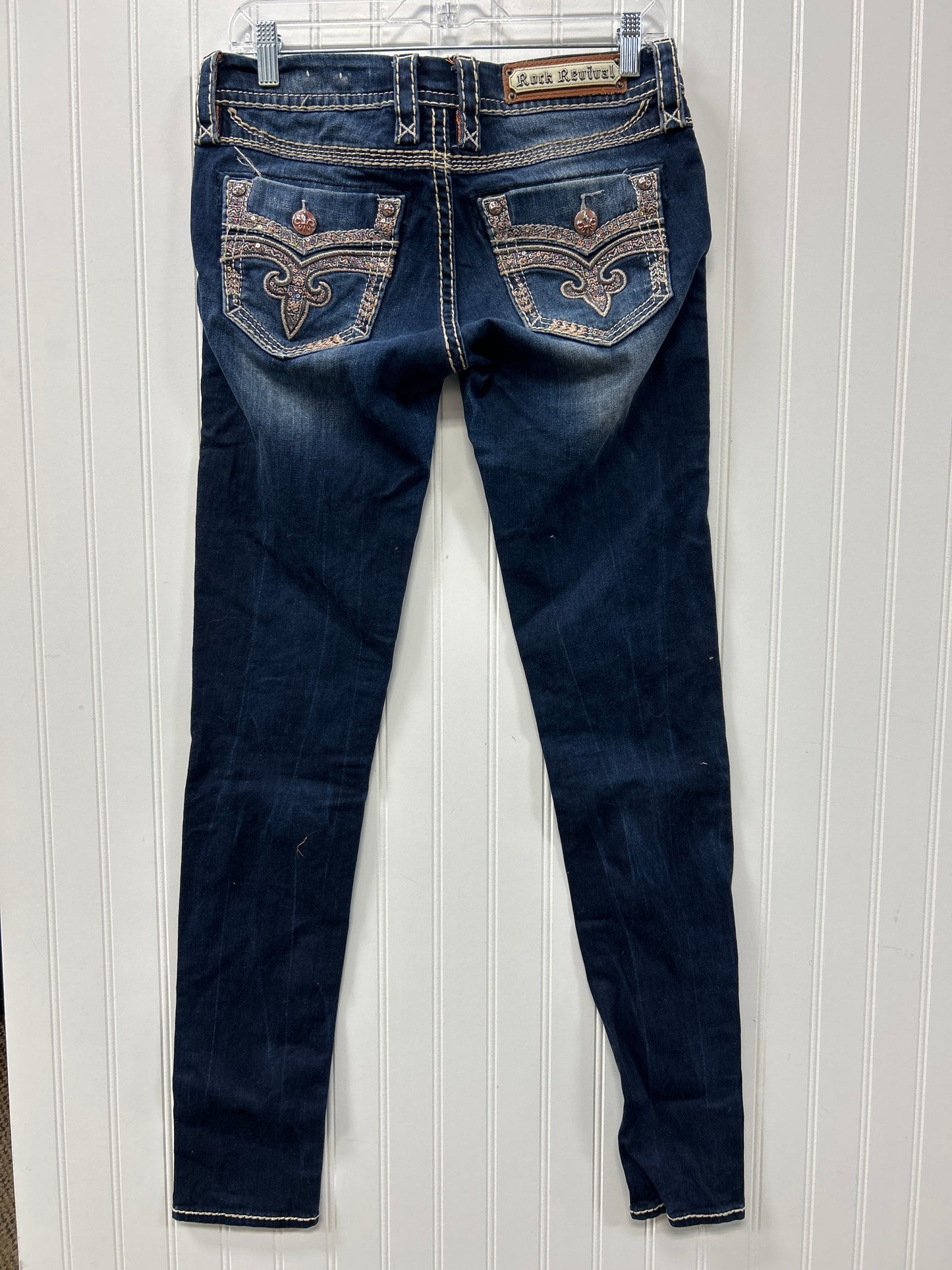 Jeans Skinny By Rock Revival In Blue Denim, Size:4
