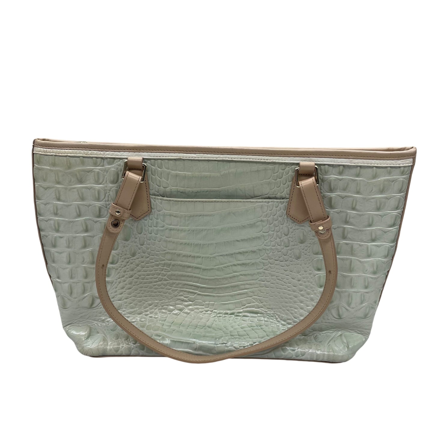 Handbag Designer By Brahmin In Green & Tan, Size:Medium