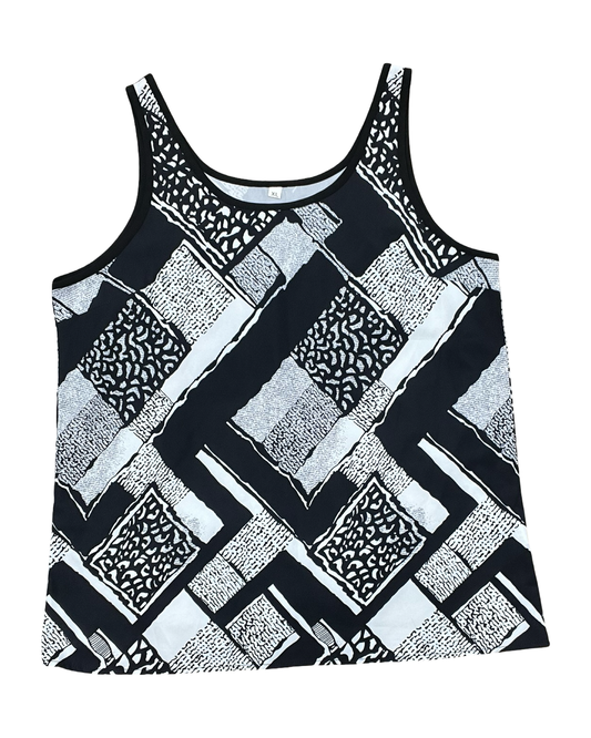 Top Sleeveless By Clothes Mentor In Black & White, Size:Xl