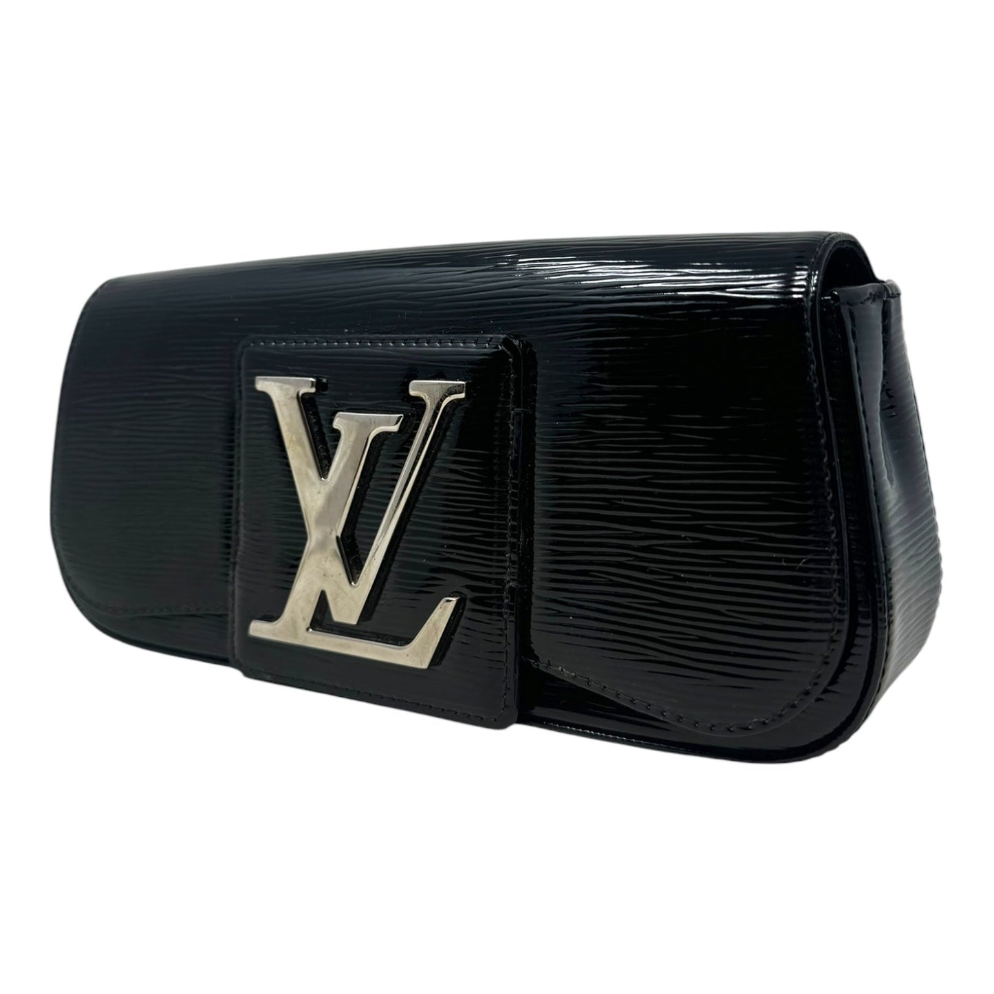 Epi Electric Sobi Embossed Patent Leather Clutch Luxury Designer By Louis Vuitton, Size: Large