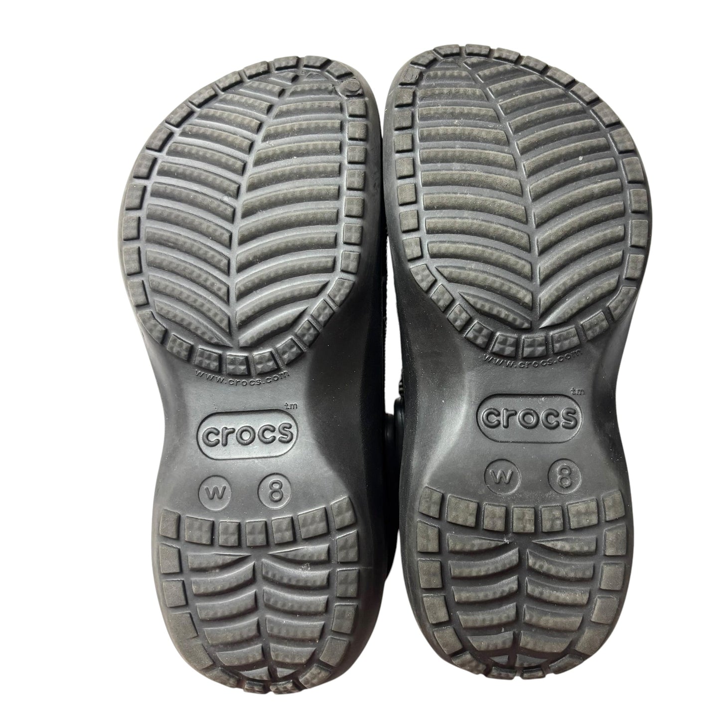 Shoes Flats By Crocs In Black, Size: 8