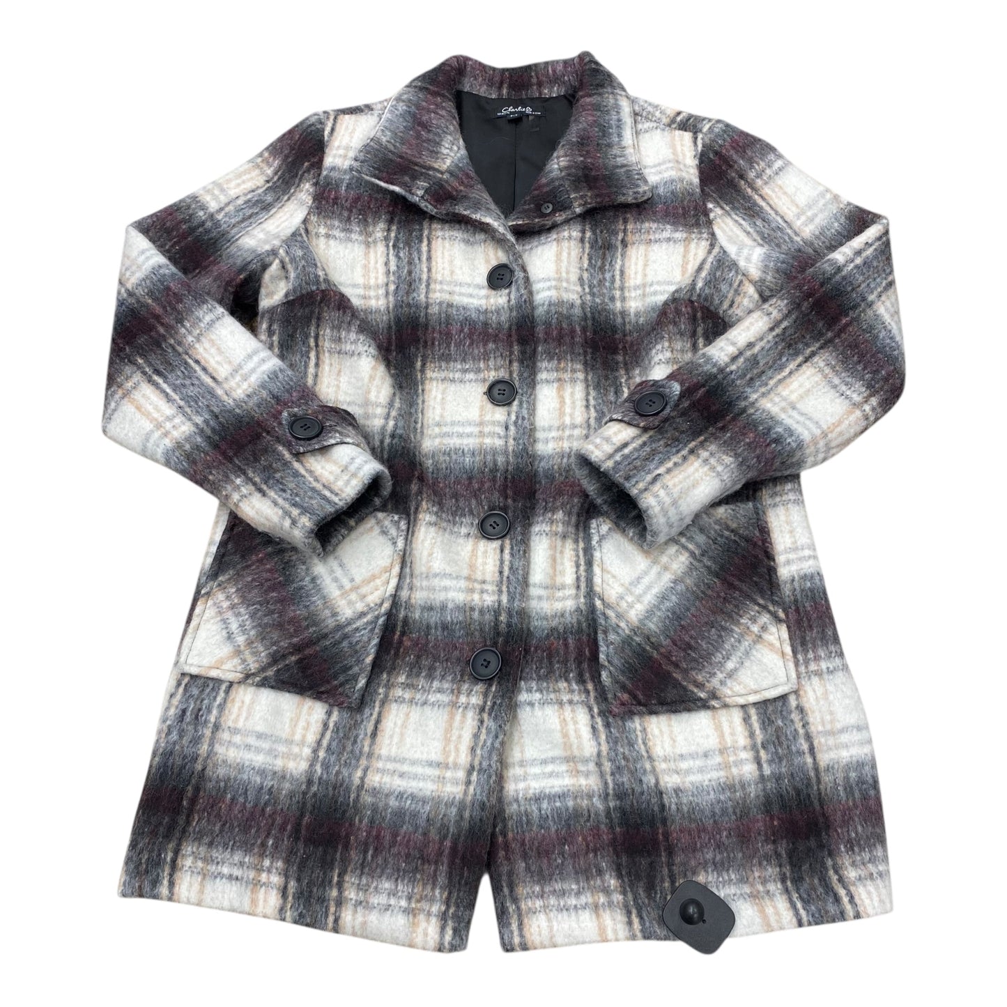 Coat Faux Fur & Sherpa By Charlie B In Plaid Pattern, Size:S