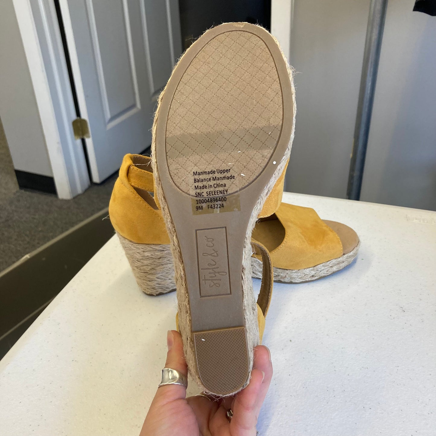 Sandals Heels Wedge By Style And Company In Yellow, Size:9