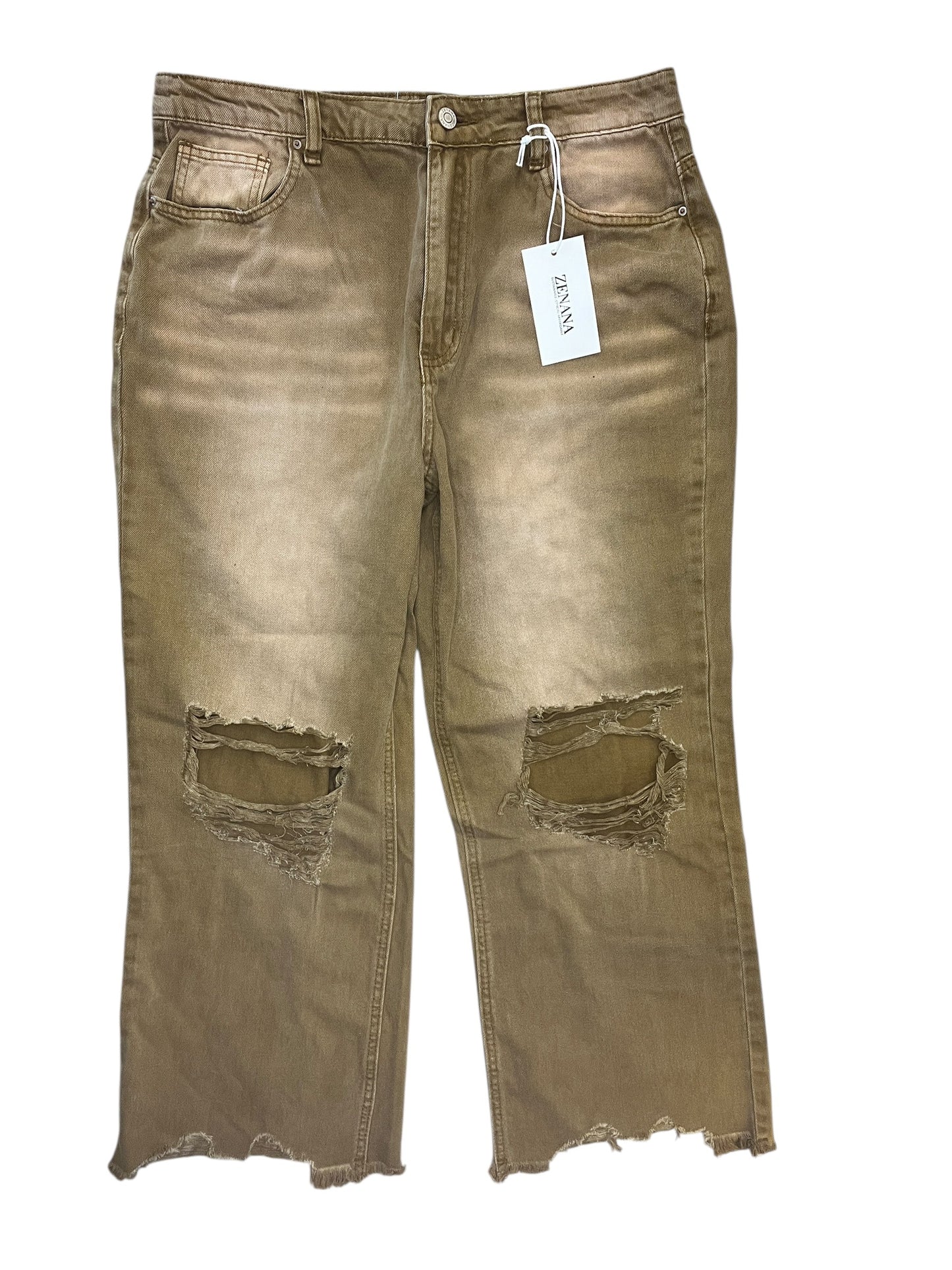 Jeans Wide Leg By Zenana In Brown, Size:12