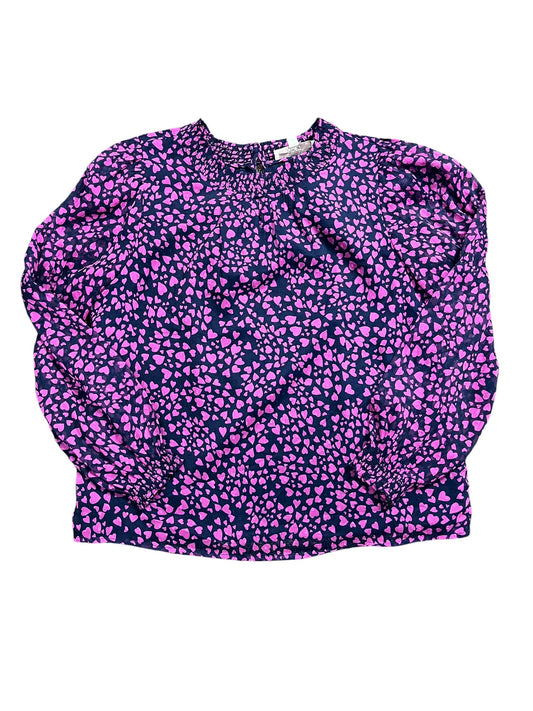 Blouse Ls By Loft In Navy, Size:M