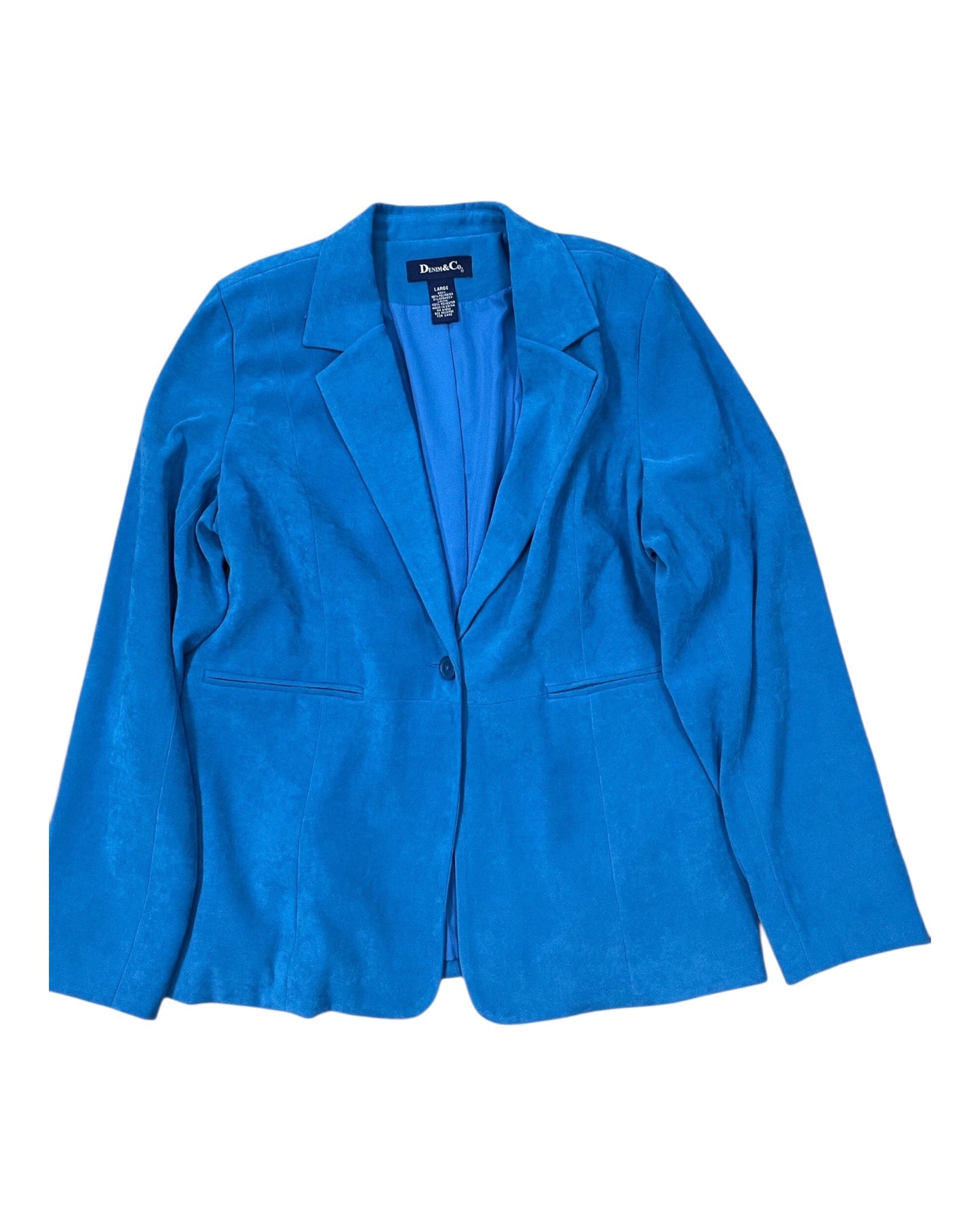 Blazer By Denim And Co Qvc In Teal, Size:L