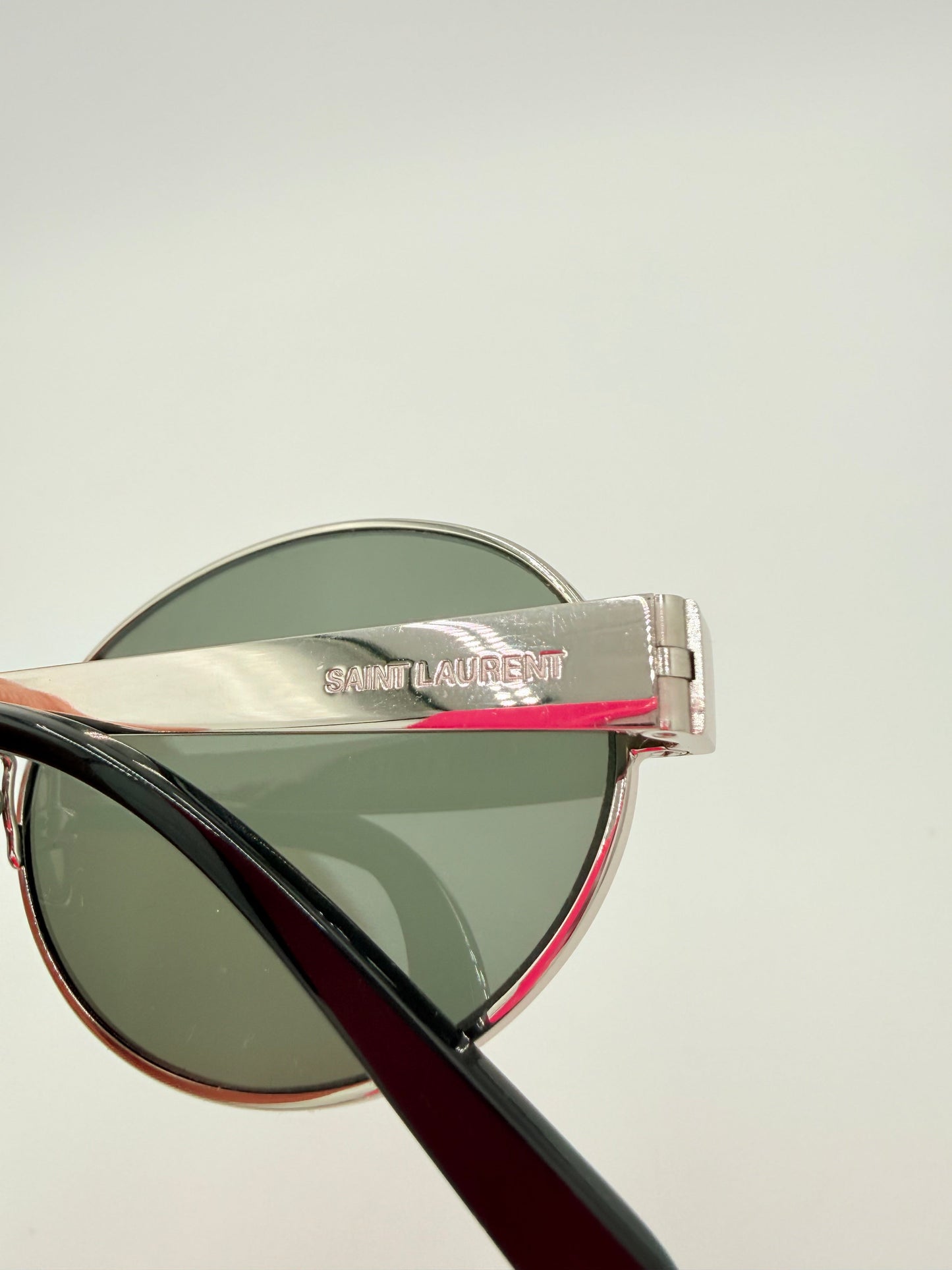 Sunglasses Luxury Designer By Yves Saint Laurent In Silver