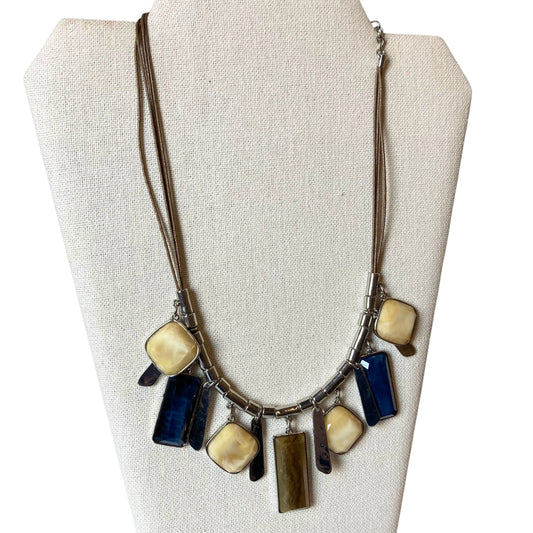 Necklace Statement By Chicos In Blue & Tan