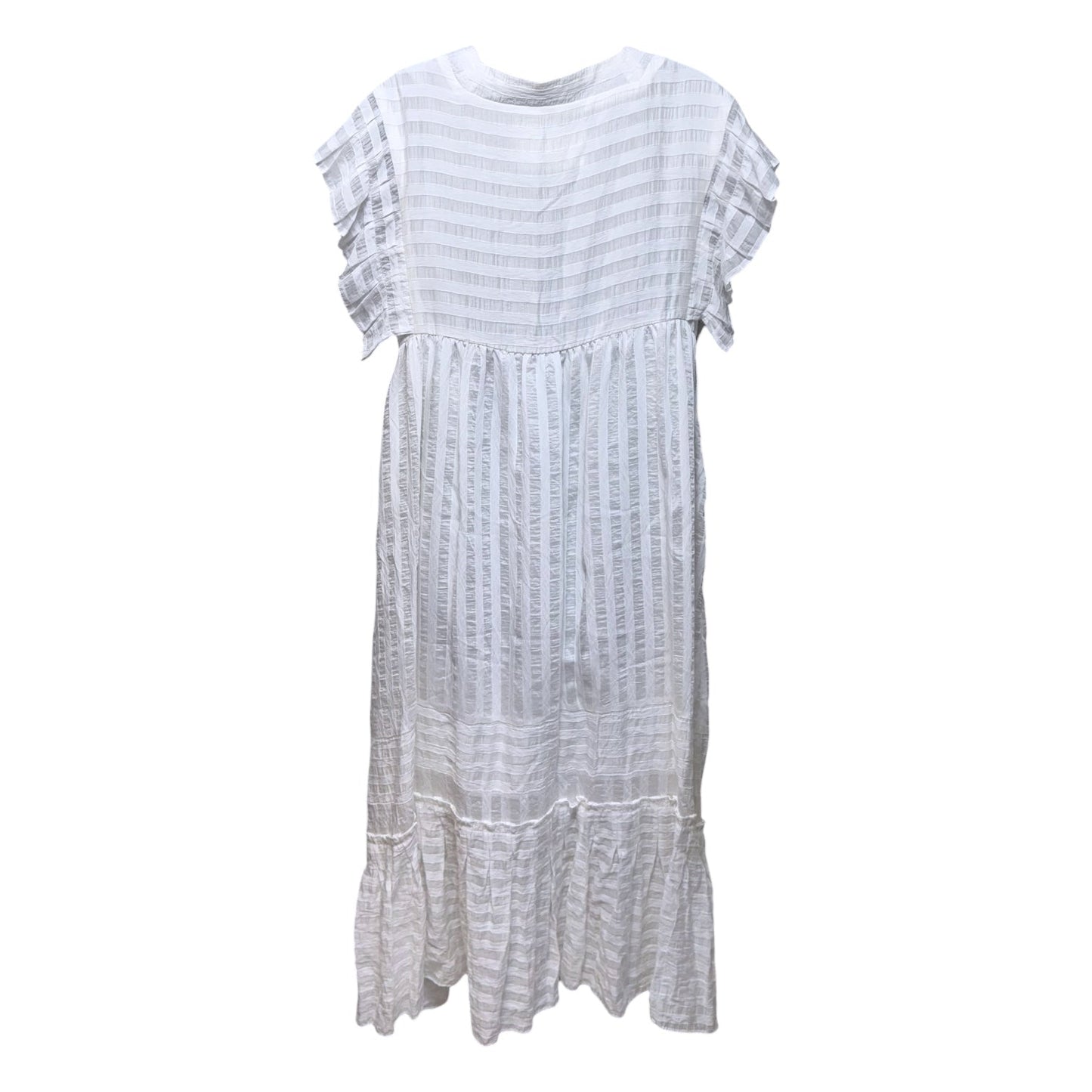 V-Neck Ruffled Tiered Babydoll Maxi Dress By Anthropologie In White, Size: XS