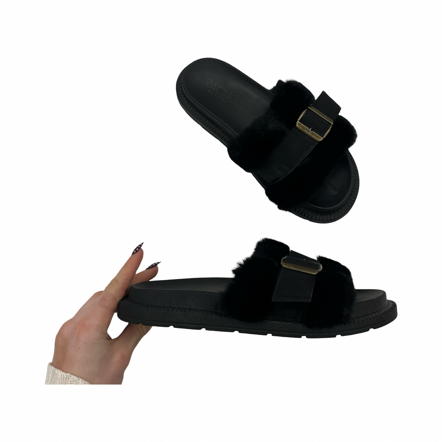 Sandals Flats By Rachel Roy In Black, Size:6