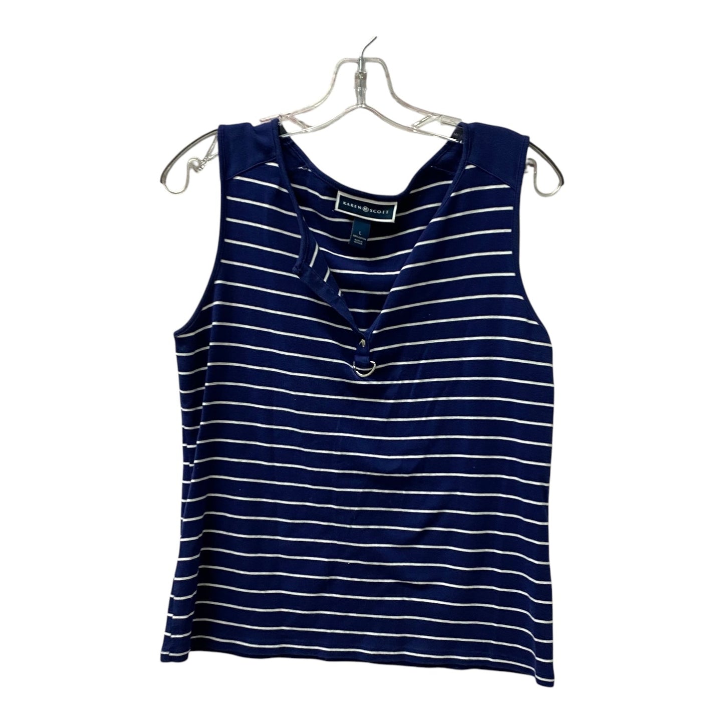 Top Sleeveless By Karen Scott In Blue, Size:L