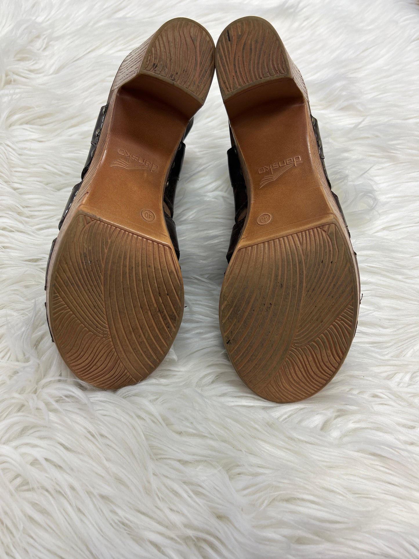 Sandals Heels Block By Dansko In Brown, Size:9
