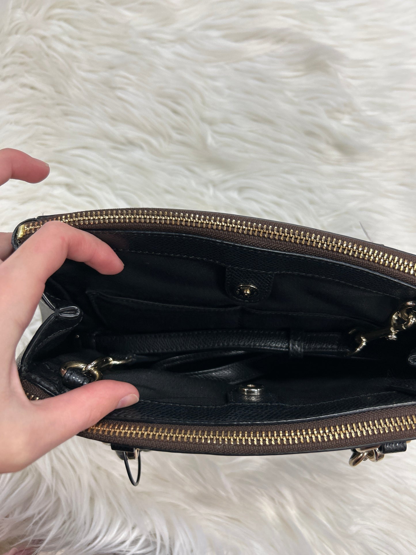 Crossbody Designer By Coach In Brown, Size:Small