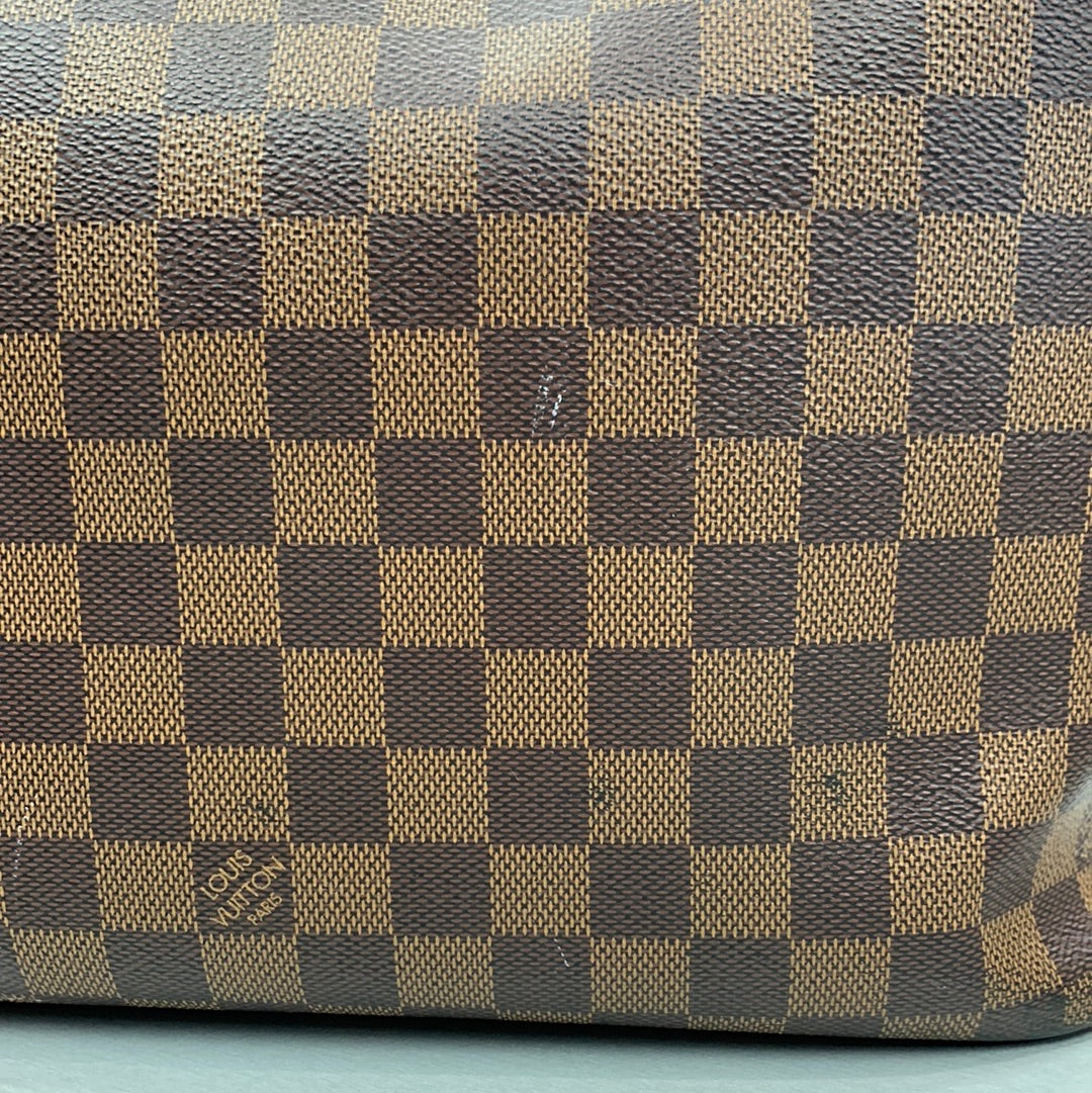 Neverfull MM Coated Canvas Checked Brown Tote Luxury Designer Louis Vuitton, Size Medium