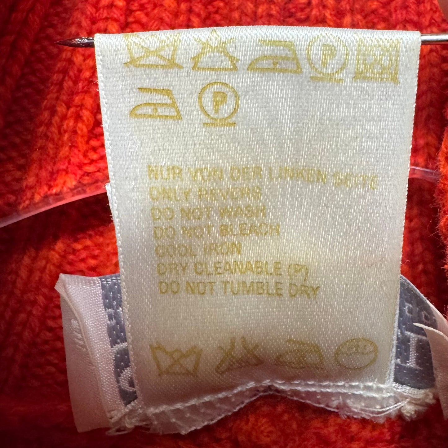 Cable Knit Turtleneck Sleeveless Sweater Designer By Escada In Orange, Size: M