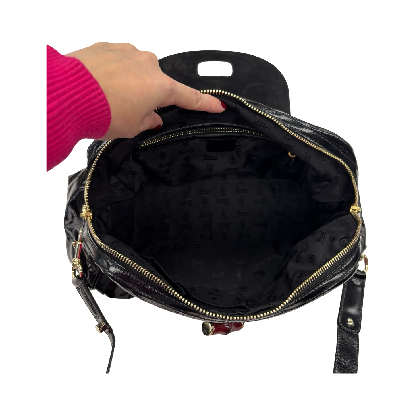 Handbag Luxury Designer By Gucci In Black, Size:Medium