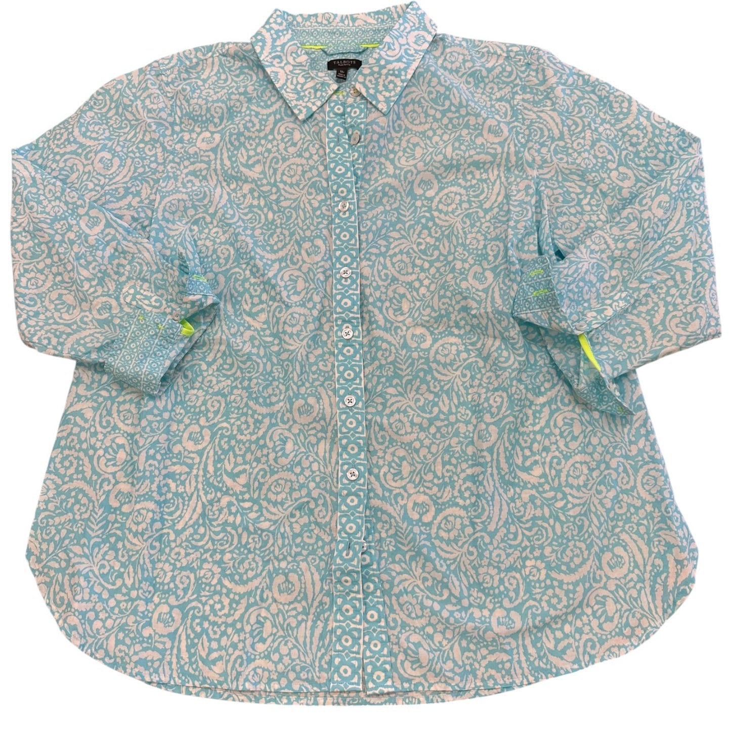 Top Ls By Talbots In Blue & White, Size:1X