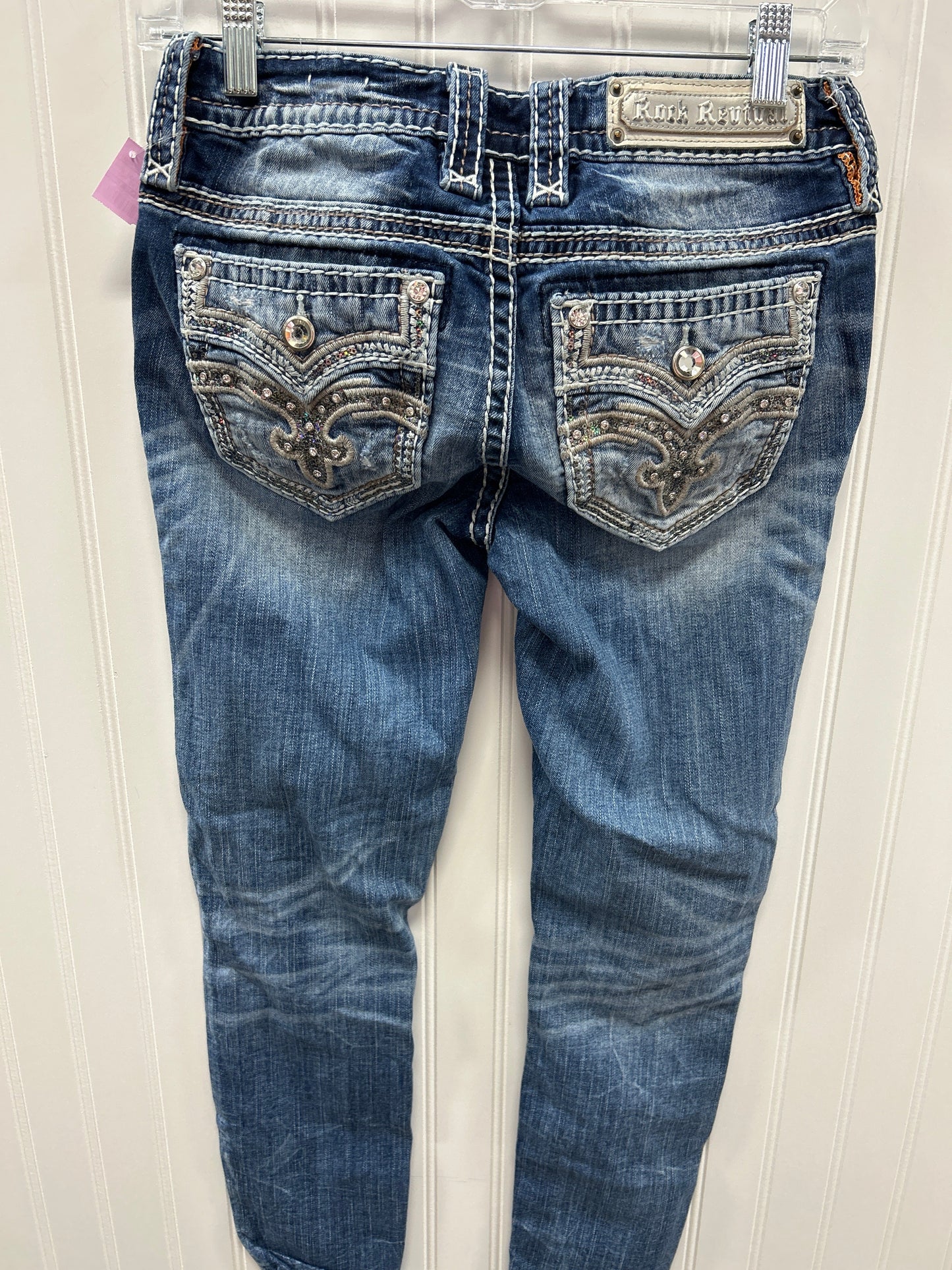Jeans Skinny By Rock Revival In Blue Denim, Size:2