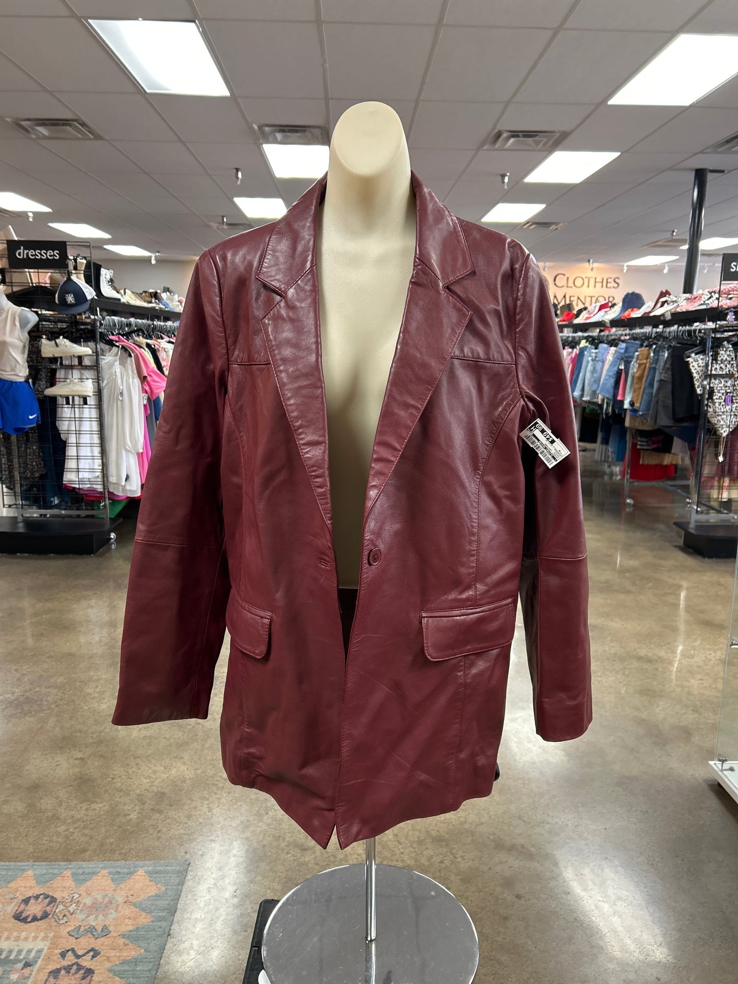 Jacket Leather By Clothes Mentor In Maroon, Size:M