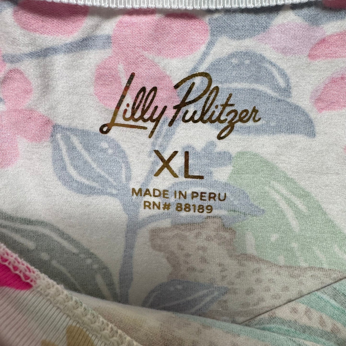 Top Short Sleeve Designer By Lilly Pulitzer In Floral Print, Size: Xl